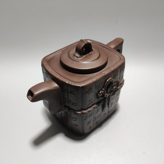 Vintage Chinese Yixing Purple Clay Teapot Zisha Ceremony Carving Collectible Art