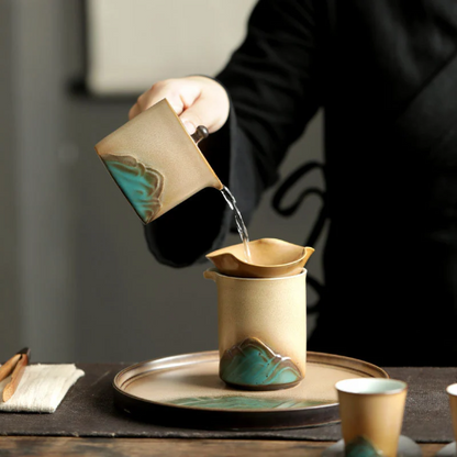 Handpainted Mountain Ceramic Tea Pitchers Chahai Gongdaobei