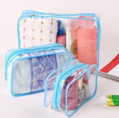 Cosmetic Bag Transparent Clear Zipper Black Makeup Organizer Travel Cases S/M/L