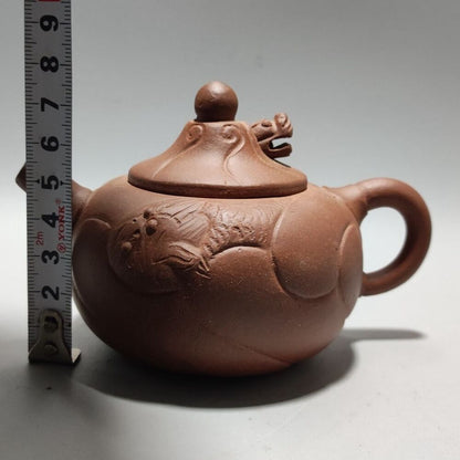 Vintage Chinese Yixing Purple Clay Teapot Zisha Ceremony Carving Collectible Art