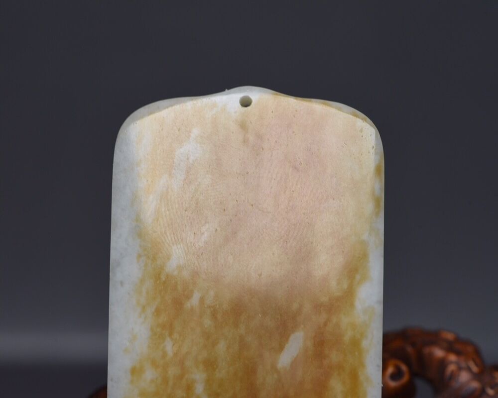 Chinese Natural Hetian Jade Carved Landscape Statues Exquisite Pendant Jewelry