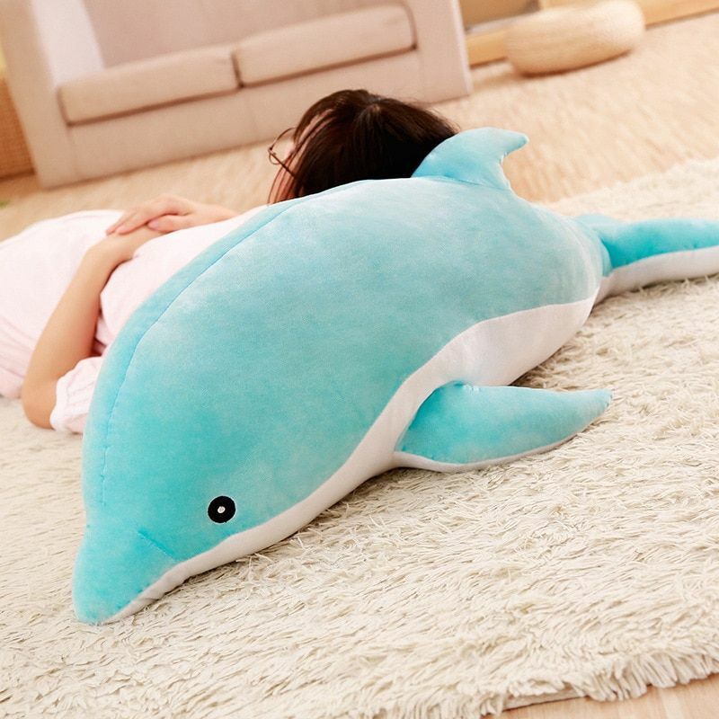 Large Plush Dolphin Stuffed Toys 30~120cm Sea Animal Soft Baby Sleeping Pillows