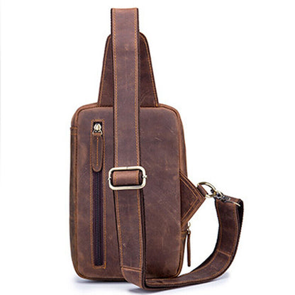 Men's Sling Backpack, Crazy Horse Leather Vintage Chest Bag Crossbody Bags