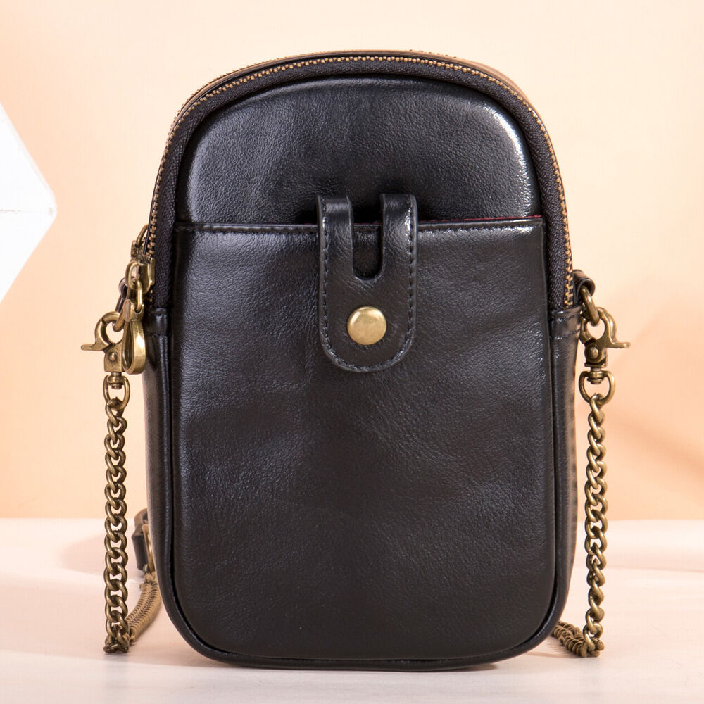 Designer Real Leather Sling Shoulder Bag mobile phone Bag, Double Zipper Bags