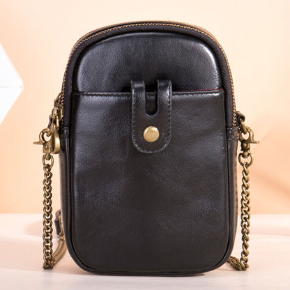 Designer Real Leather Sling Shoulder Bag mobile phone Bag, Double Zipper Bags