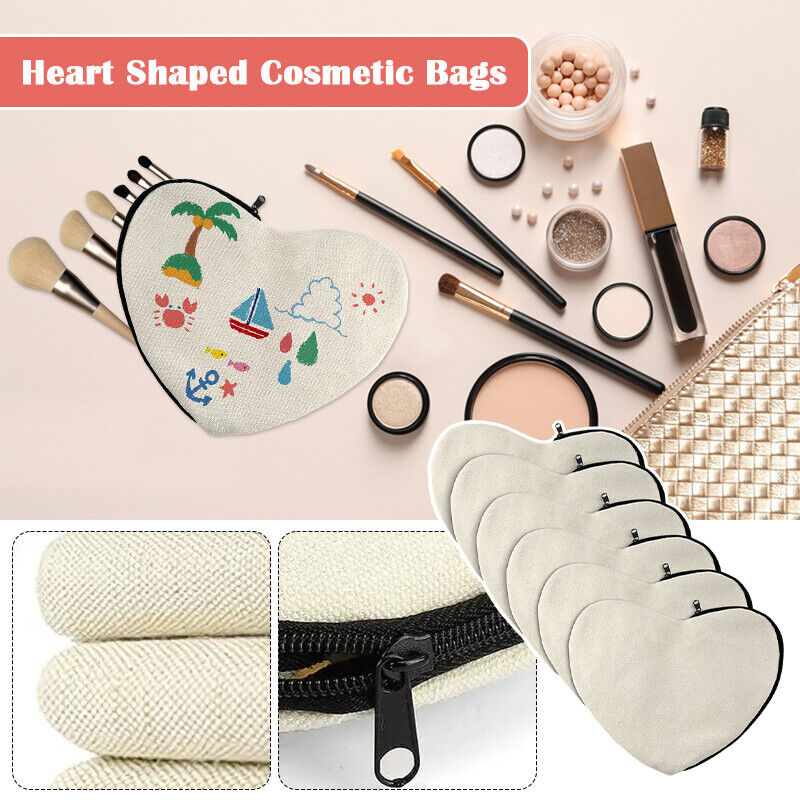 6Pcs Blank DIY Craft Bags Canvas Pen Case Travel Makeup Pouches Cosmetic Bags