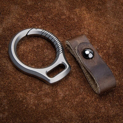 Car Keychain Titanium Alloy Cowhide Strap Pendant Keyring EDC Tool Men Gift Item