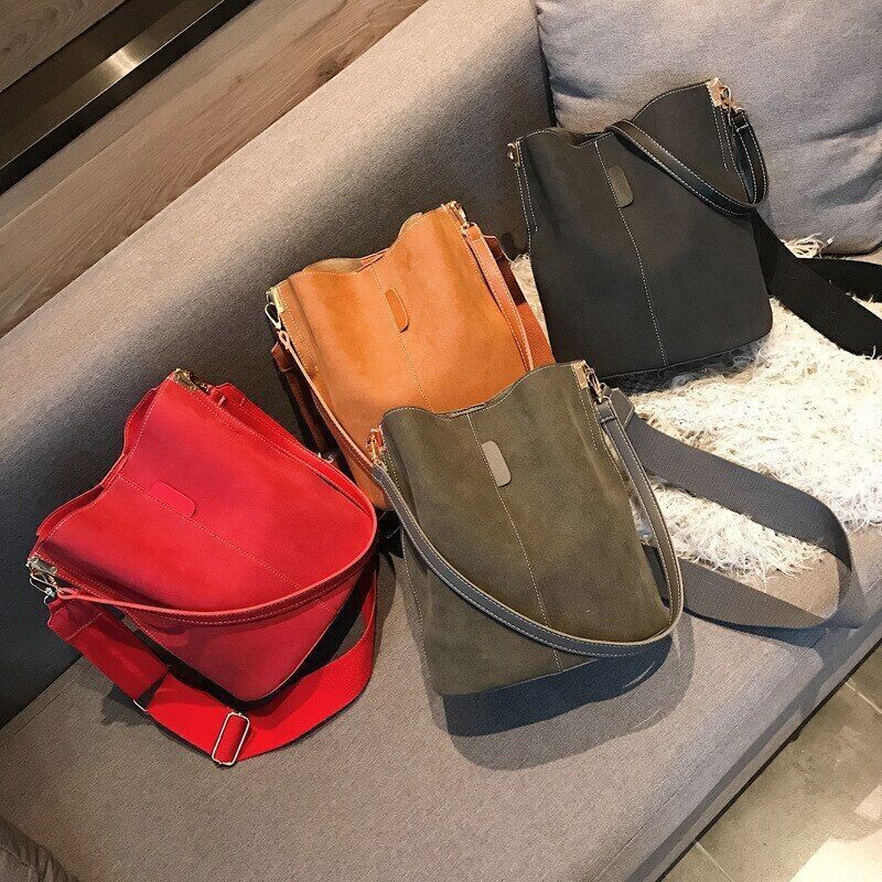 Women Bucket Bag PU Leather Top-handle Bags Crossbody Bags Women Shoulder Bag