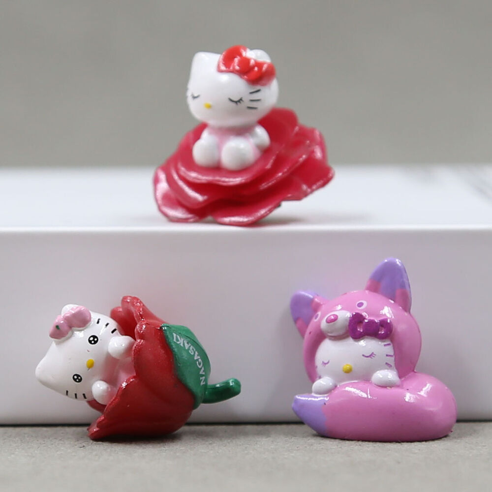 8pcs Cute Hello Kitty Kuromi My Melody Figures Toy Figurine Cake Toppers Decor