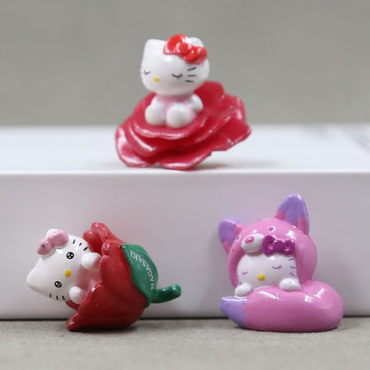 8pcs Cute Hello Kitty Kuromi My Melody Figures Toy Figurine Cake Toppers Decor