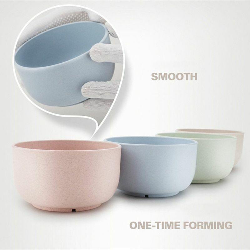 4Pcs/Set Food Grade Bowls 11.5x6.3cm Wheat Straw Plastic Dinnerware Rice Plates