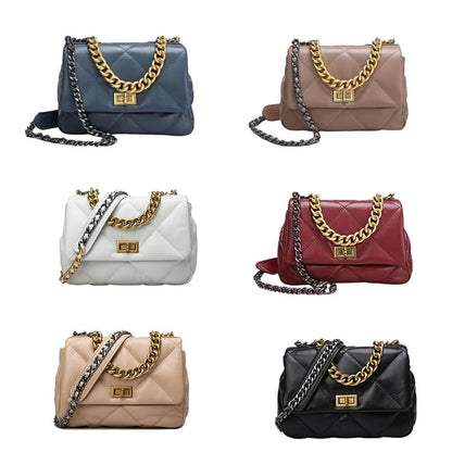 Mini Quilted Sheepskin Leather Small Flap Purse Shoulder Bag Tote Clutch Chains