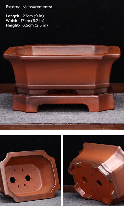 Large Rectangular Bonsai Pot W Tray High-grade Classic Chinese Purple Sand Pots