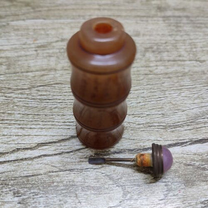 Old Peking Chinese Carved Stone Snuff Bottle Shoushan bamboo Statue Calligraphy