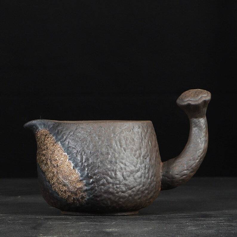 Coarse Ceramic Tea Pitchers Wooden Handle Accessories