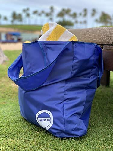 Collapsible Travel Tote Bag for Cruise, Beach, Shopping & Large, Blue