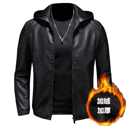 Leather Jacket Velvet Men Motorcycle Faux Leather Coat Man Leather Coat