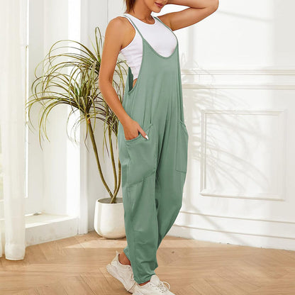 Women's Ladies Strappy Causal Loose Dungarees Jumpsuit Romper Baggy Overalls USA