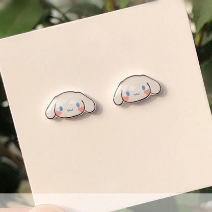 Kawaii Cinnamoroll Sanrio Ear Stud Cute Beauty Plastic Stud Earrings Girls Gift