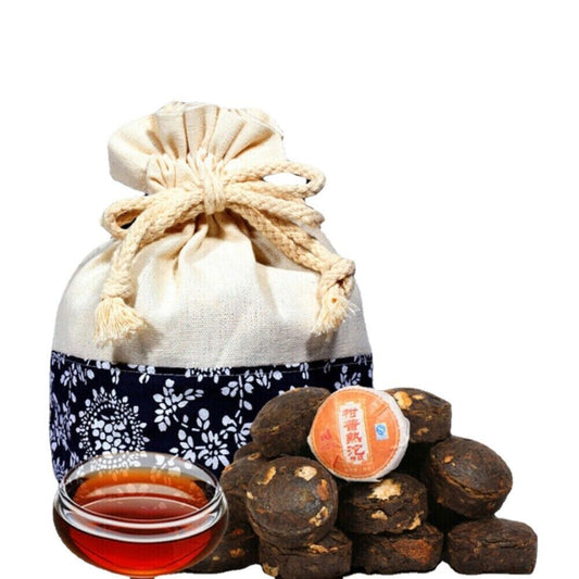 500g Yunnan Small Puerh Tea Cake Tangerine Peel Pu'er Tea Chinese Puer Black Tea