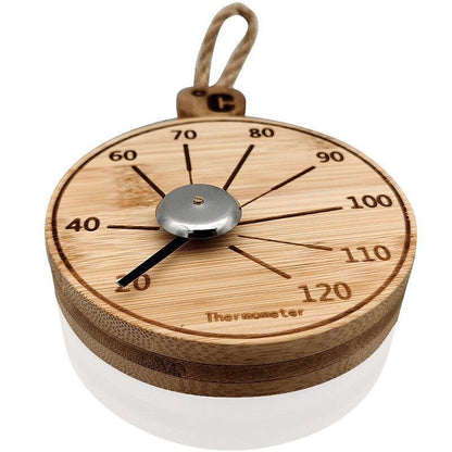 Hygrometer Sauna Thermometer Durable 4 Inch Bamboo Round Temperature Measurement