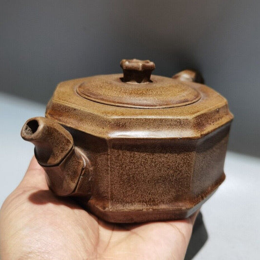 Vintage Chinese Yixing Purple Clay Teapot Zisha Ceramic Bamboo Teaware Collector