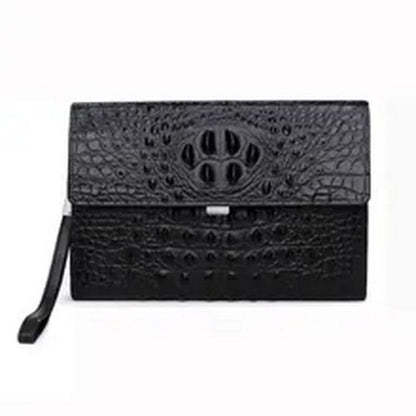 Crocodile Pattern Genuine Cow Leather Envelope Bag Men Clutch Wristlets Bag Men
