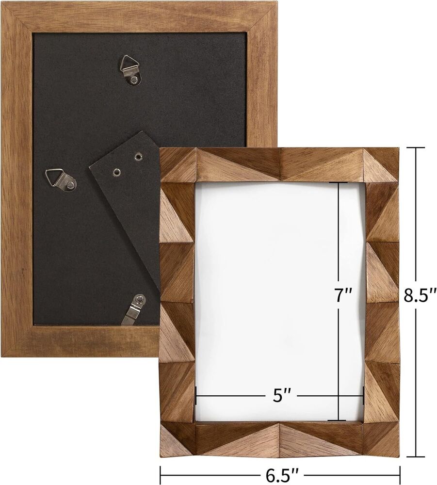 Handmade Wooden Picture Frame Farmhouse Photo Rustic Walnut-Colored Finish 5x7