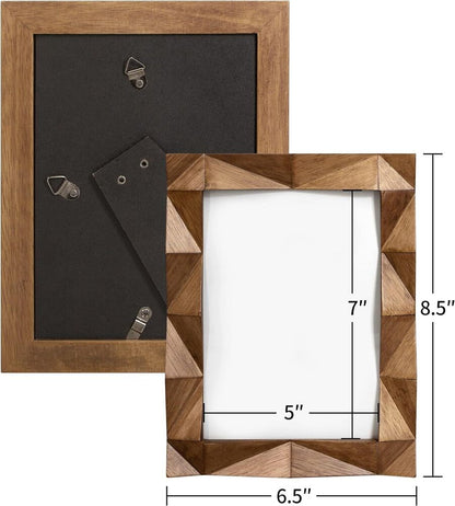 Handmade Wooden Picture Frame Farmhouse Photo Rustic Walnut-Colored Finish 5x7