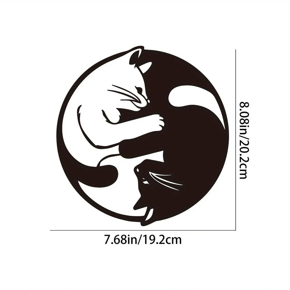Metal Sign With Yin Yang Two Cats Wall Decor, Metal Wall Decor Sculptures