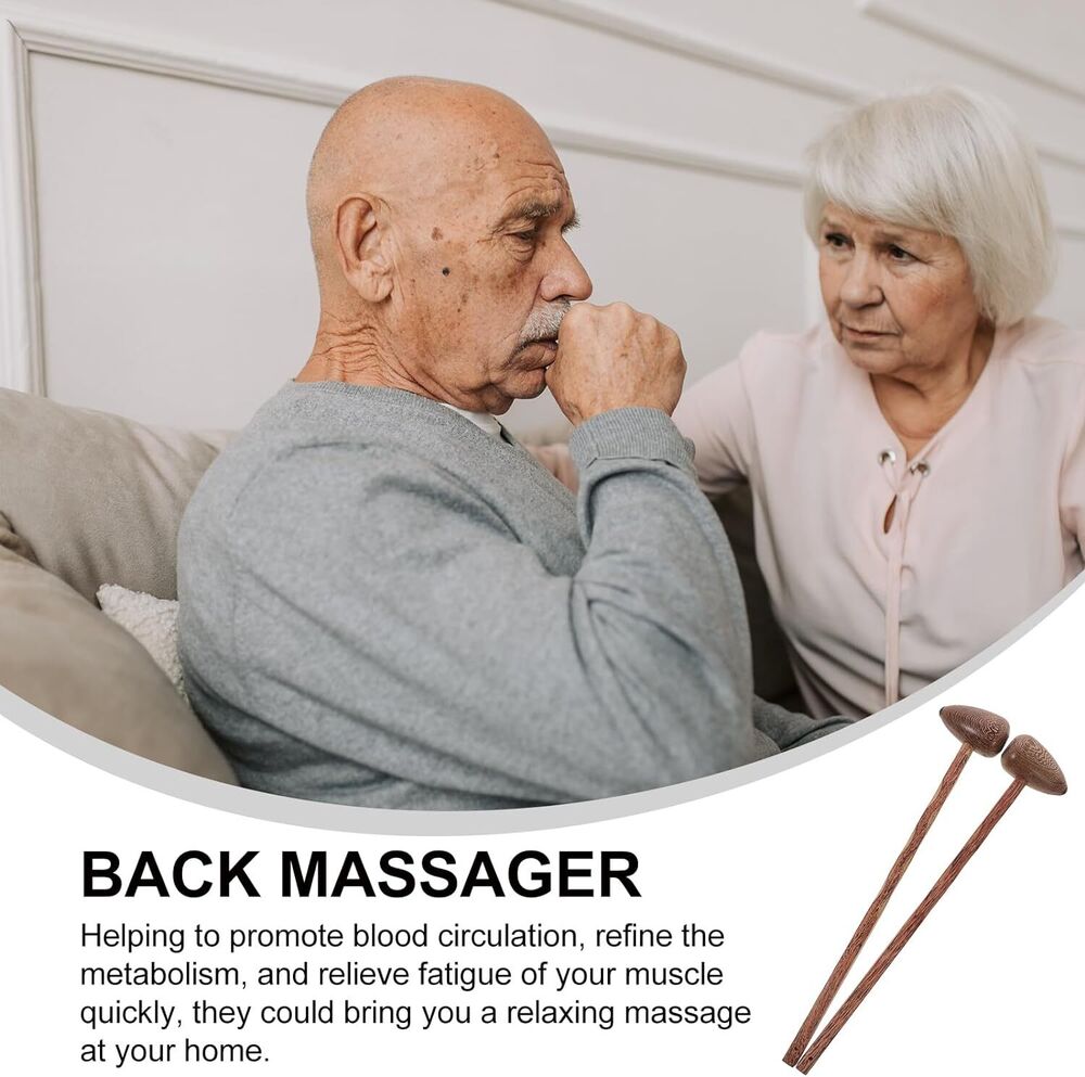 Wooden Massage Hammer Back Muscle Puncher Stick Trigger Point Massager 2 Pieces