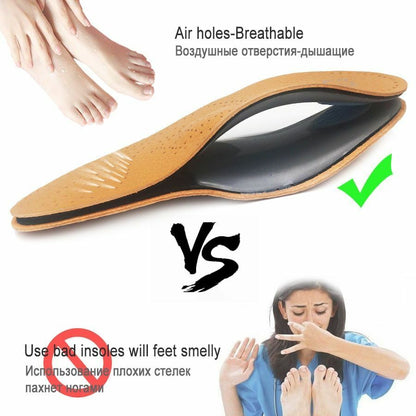 2Pair/Set Premium Leather Orthotic Insole Flat Foot Shoe Insert Arch Support Pad