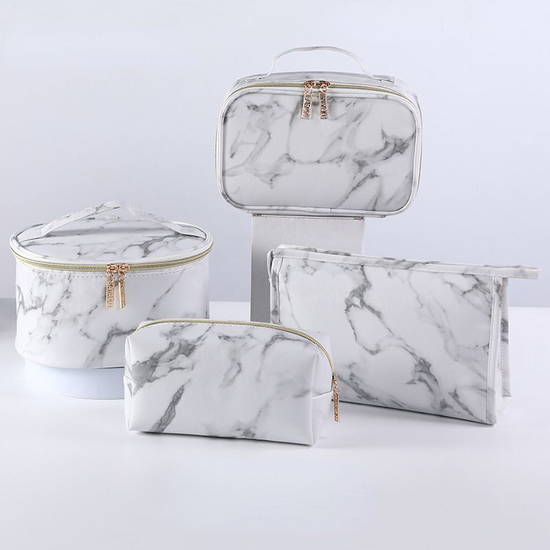 Marble Pattern Cosmetic Bag Toiletries Storage Handbag Waterproof Makeup Cases