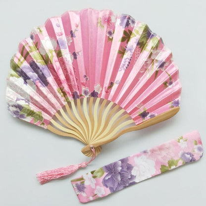 1-Piece Elegant Ladies Silk Flower Hand Folding Fan Japanese Style Wedding Party Props -