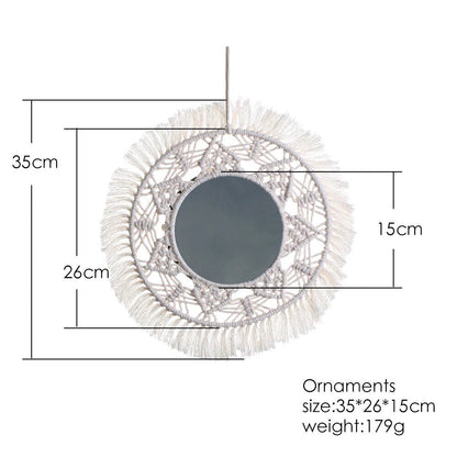 Macrame Wall Mirror Acrylic Boho Home Nursey Decor Round Decoration Gift 20-35cm