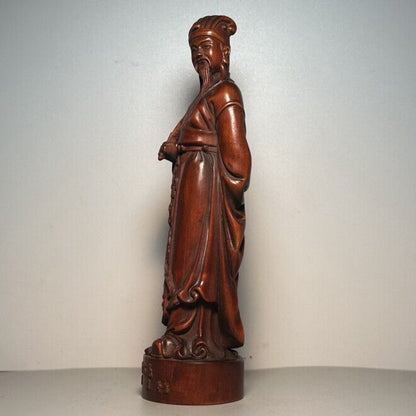 Chinese Boxwood Carved Figure Statue Ornaments Wooden Figurine Artwork Collector