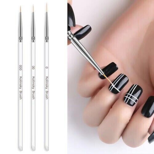 3Pcs Nail Art Brush Line Grid Stripes Drawing Pen Liner Manicure Tools 3 Sizes