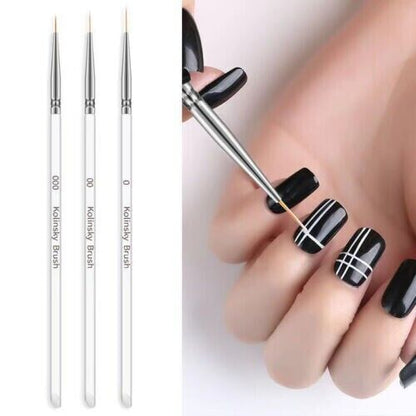 3Pcs Nail Art Brush Line Grid Stripes Drawing Pen Liner Manicure Tools 3 Sizes