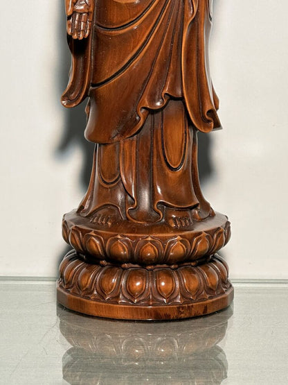 Wooden Carving Buddha Shakyamuni Amitabha Tathagata Statue Wood Home Decor Rare