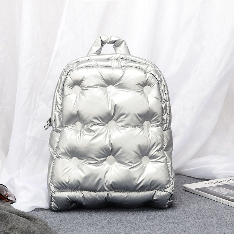 Backpack Fashion Feather Down Shoulder Bags Large Capacity School Bag 30*12*33CM