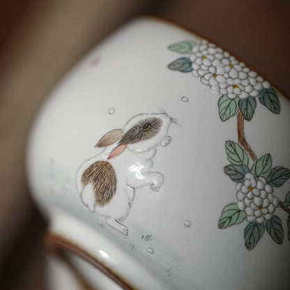 1x 80cc China Song Dynasty Antique master tea cup ruyao White Rabbit ceramic cup