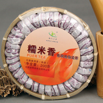 Hongyuan Pu'er Tea Natural Glutinous Rice Flavor Mini Tuocha Puerh Tea Ripe 200g