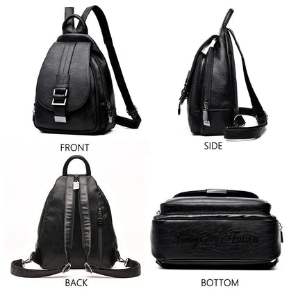 Women Leather Backpacks Female School Bag Travel Back Bag Retro Bagpack
