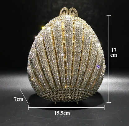 Rhinestone Bag Metallic Crystal Purse Evening Pouch Shell-shaped Cosmetic Case