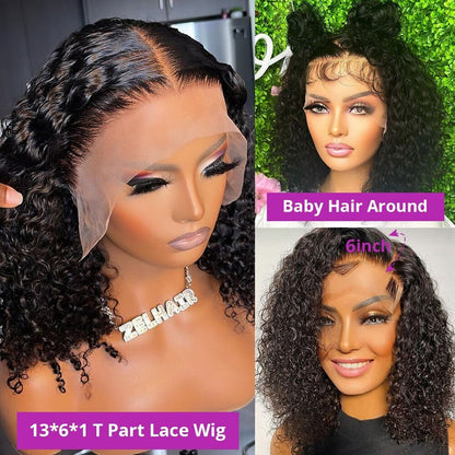 13x4 Deep Wave Lace Wig Curly Human Hair Wigs Wig Wave Lace Bob Wig Women