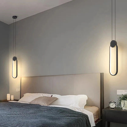 Pendant Lamp Minimalist Black Ring Long Wire Dimmable LED Ceiling Hanging Lights