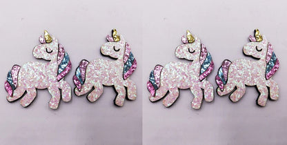 4Pcs/Lot 5.5x6.5cm Glitter Fabric Appliques Cartoon Unicorn Craft Padded Patches