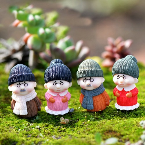 4PCS Resin Crafts Ornament Miniature Figurine Plant Pot Fairy Garden Decor