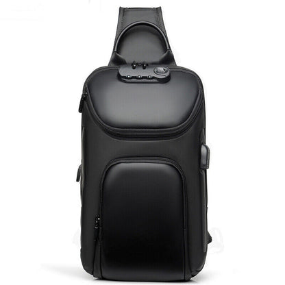 Men's Sling Backpack Oxford Waterproof&Anti-theft Crossbody Bag USB Sport Bgas
