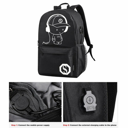 Galaxy Luminous ANTI-THEFT Backpack School Shoulder Bag With USB Charging Port
